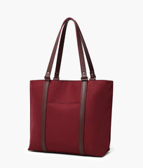Burgundy suede double-handle tote bag