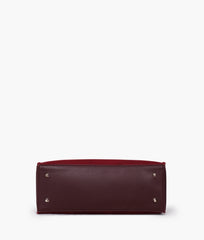 Burgundy suede satchel tote bag