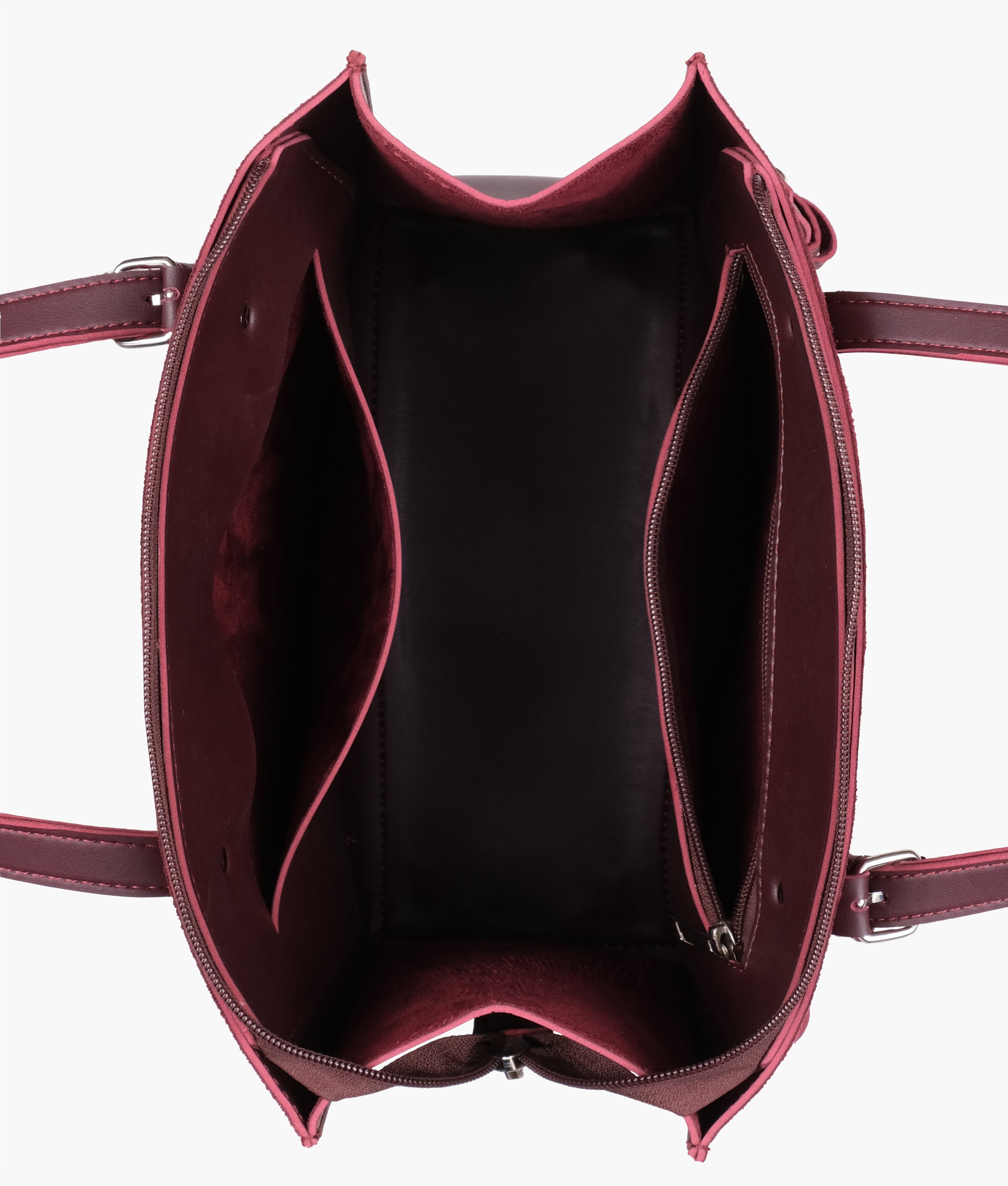 Burgundy suede satchel tote bag