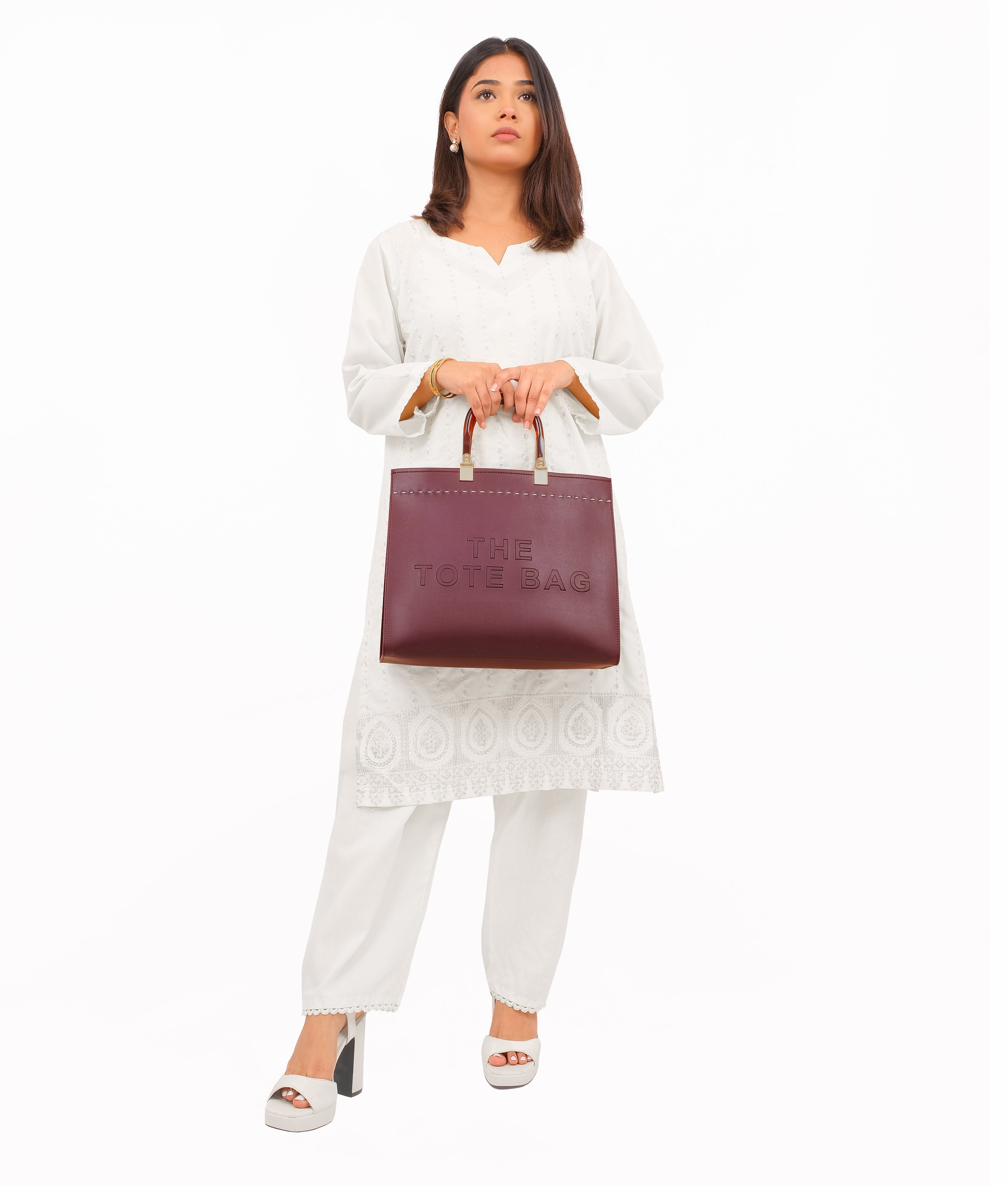 Burgundy signature tote bag