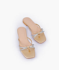 Casual golden thong sandals