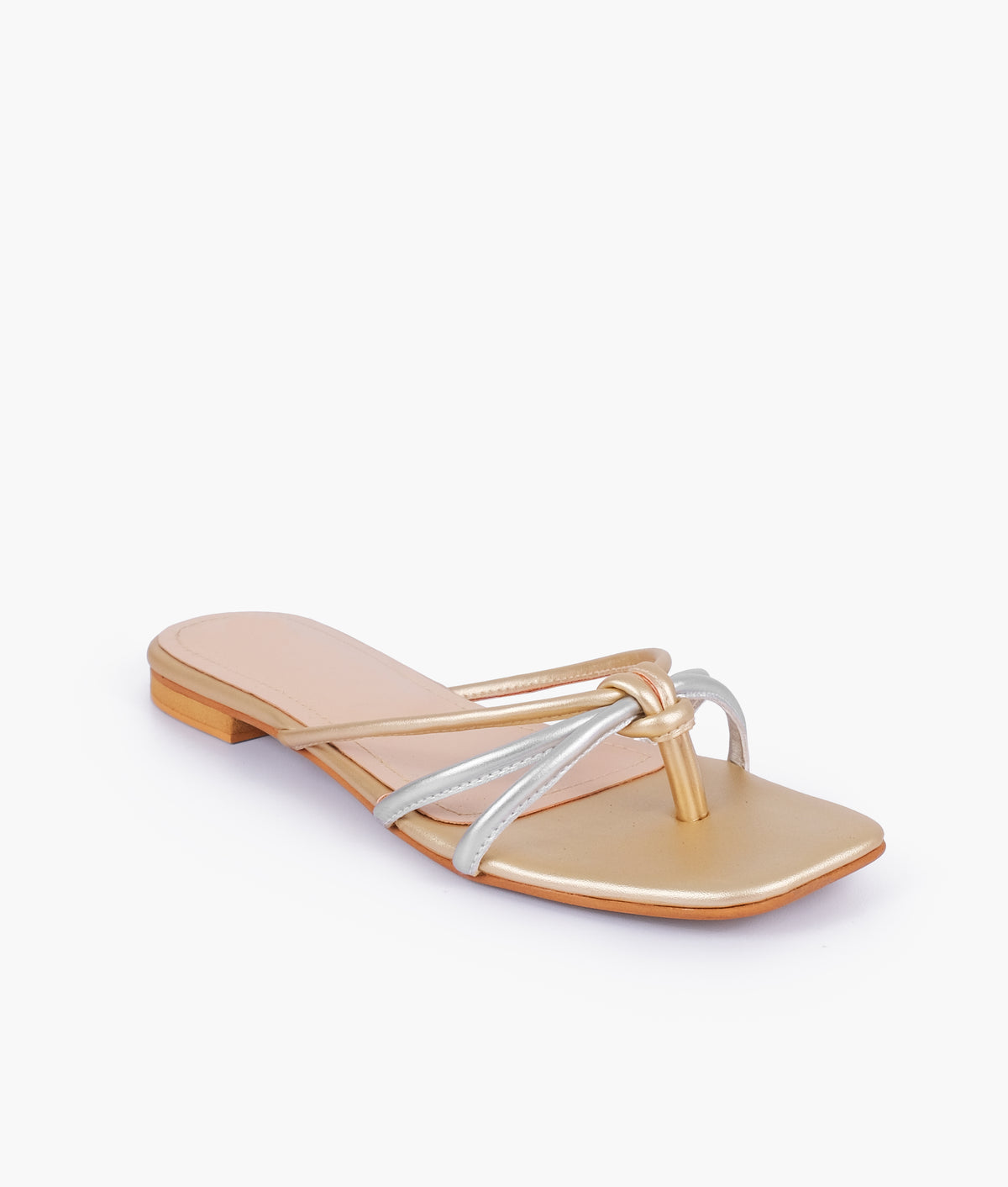 Casual golden thong sandals