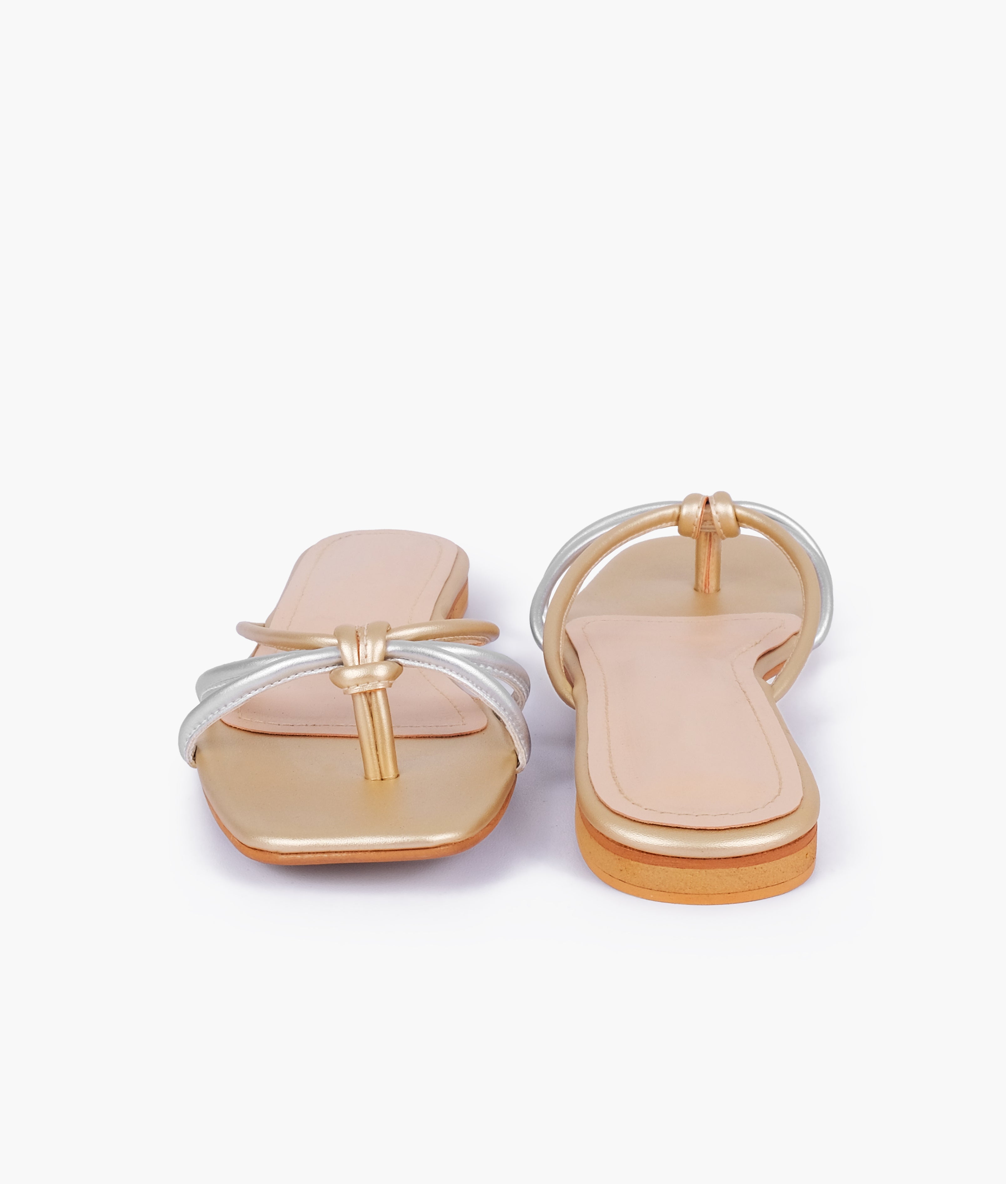 Casual golden thong sandals