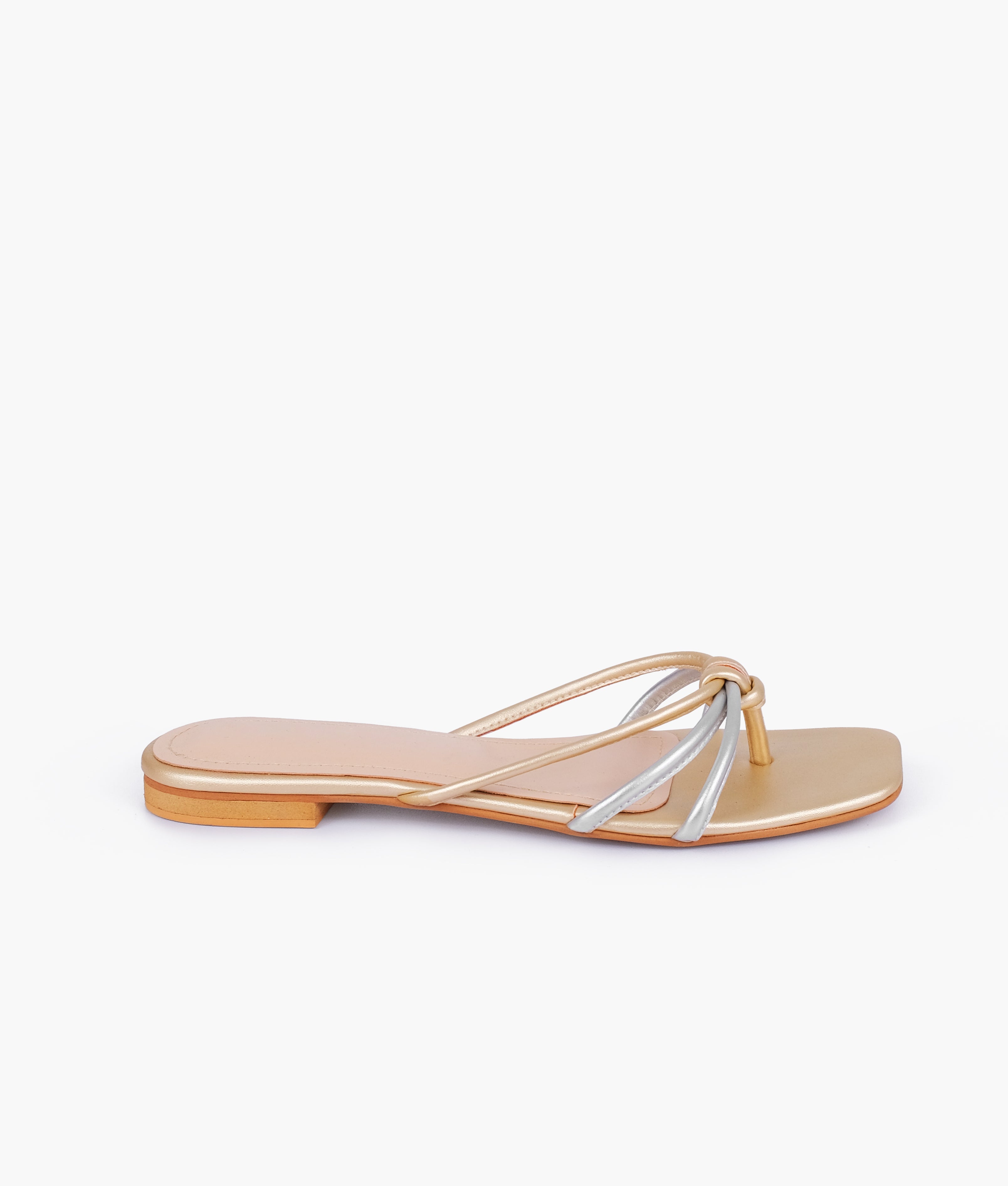 Casual golden thong sandals