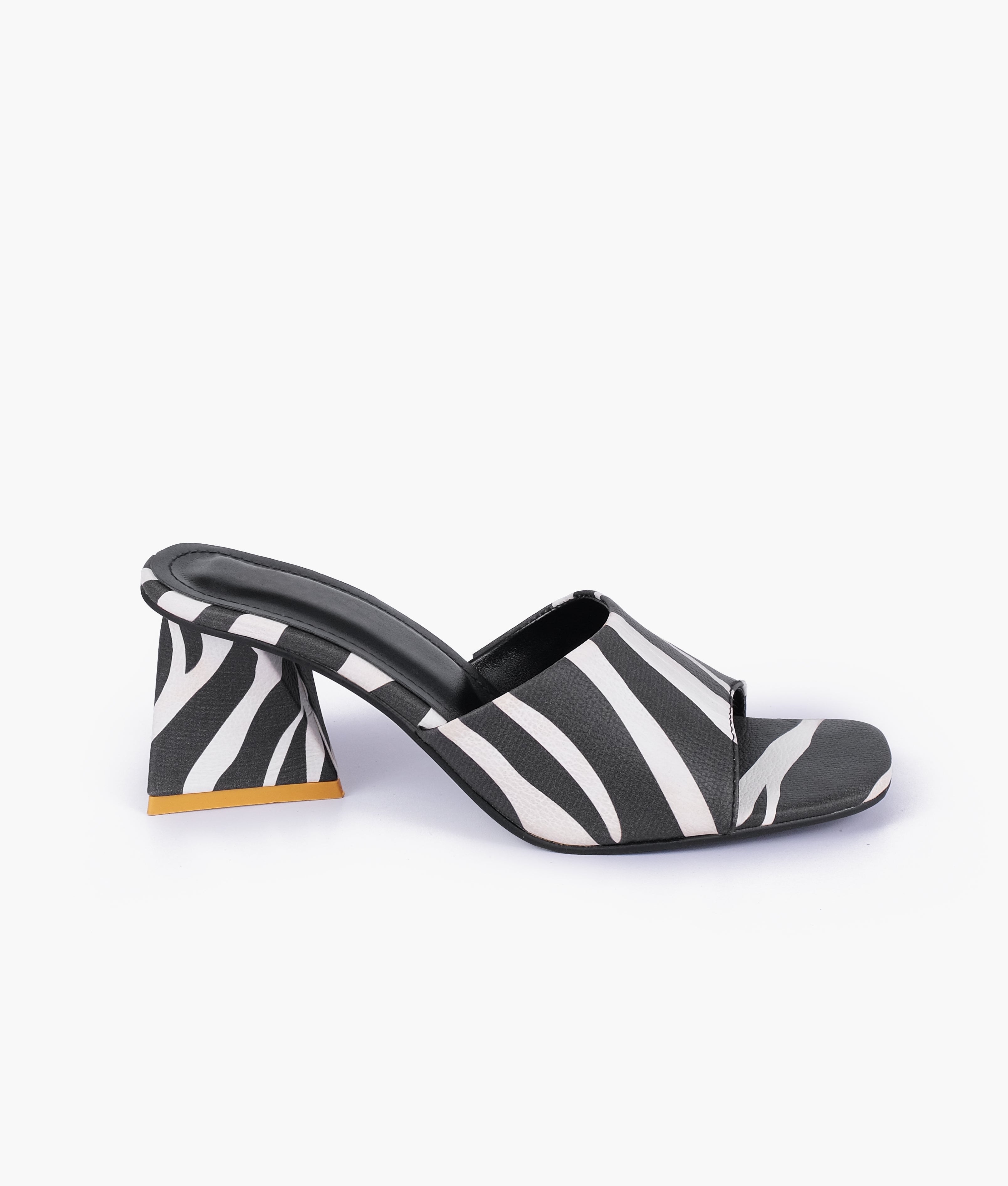 Chic zebra heeled mules