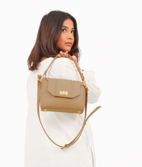 Coffee compact top-handle cross-body bag