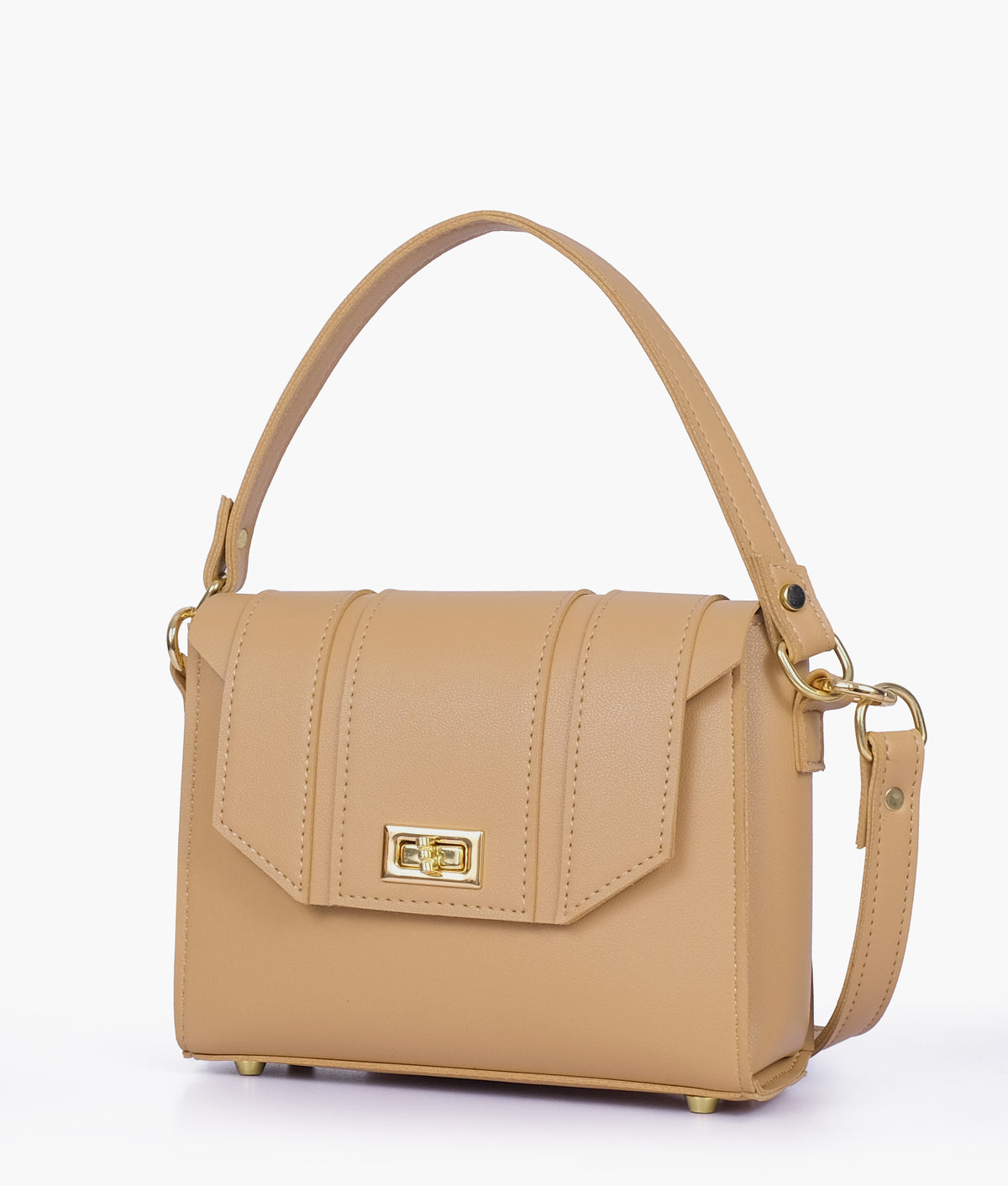 Coffee compact top-handle cross-body bag