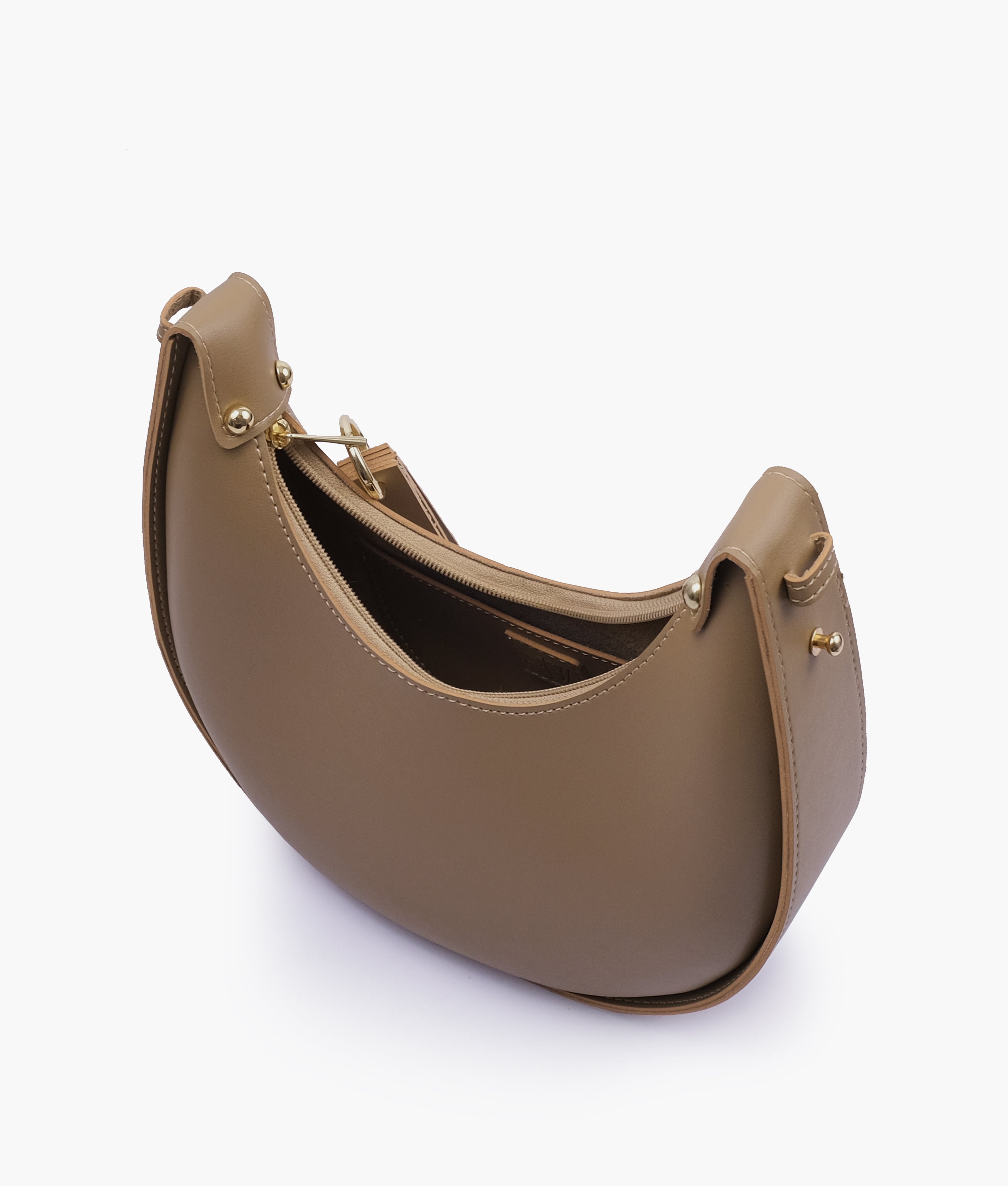 Coffee crescent hobo bag