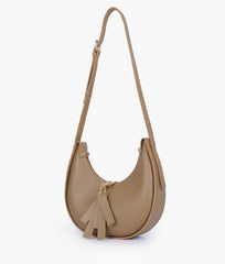 Coffee crescent hobo bag