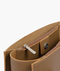 Coffee zipper shoulder bag with long handle - inside