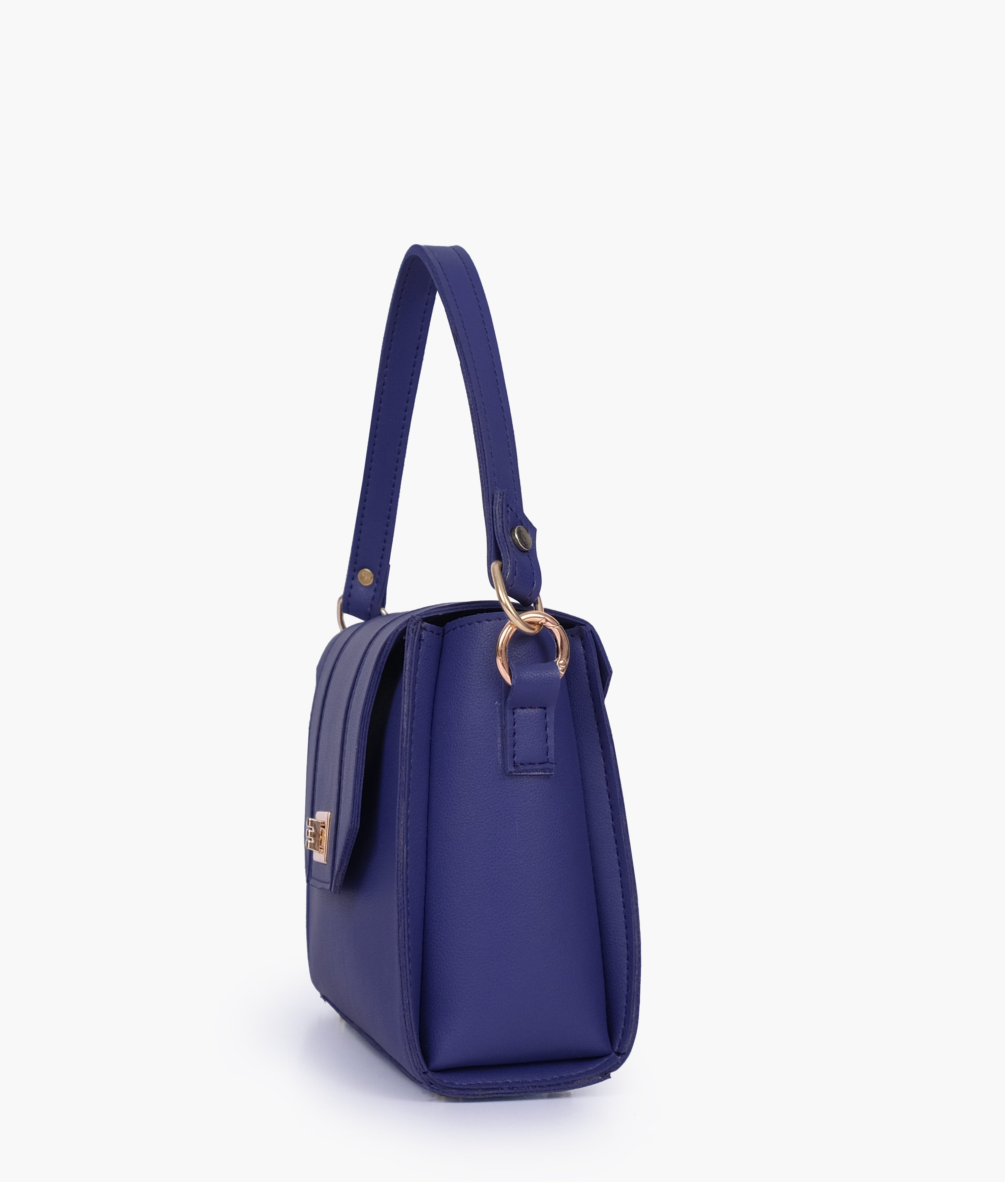 Dark blue compact top-handle cross-body bag