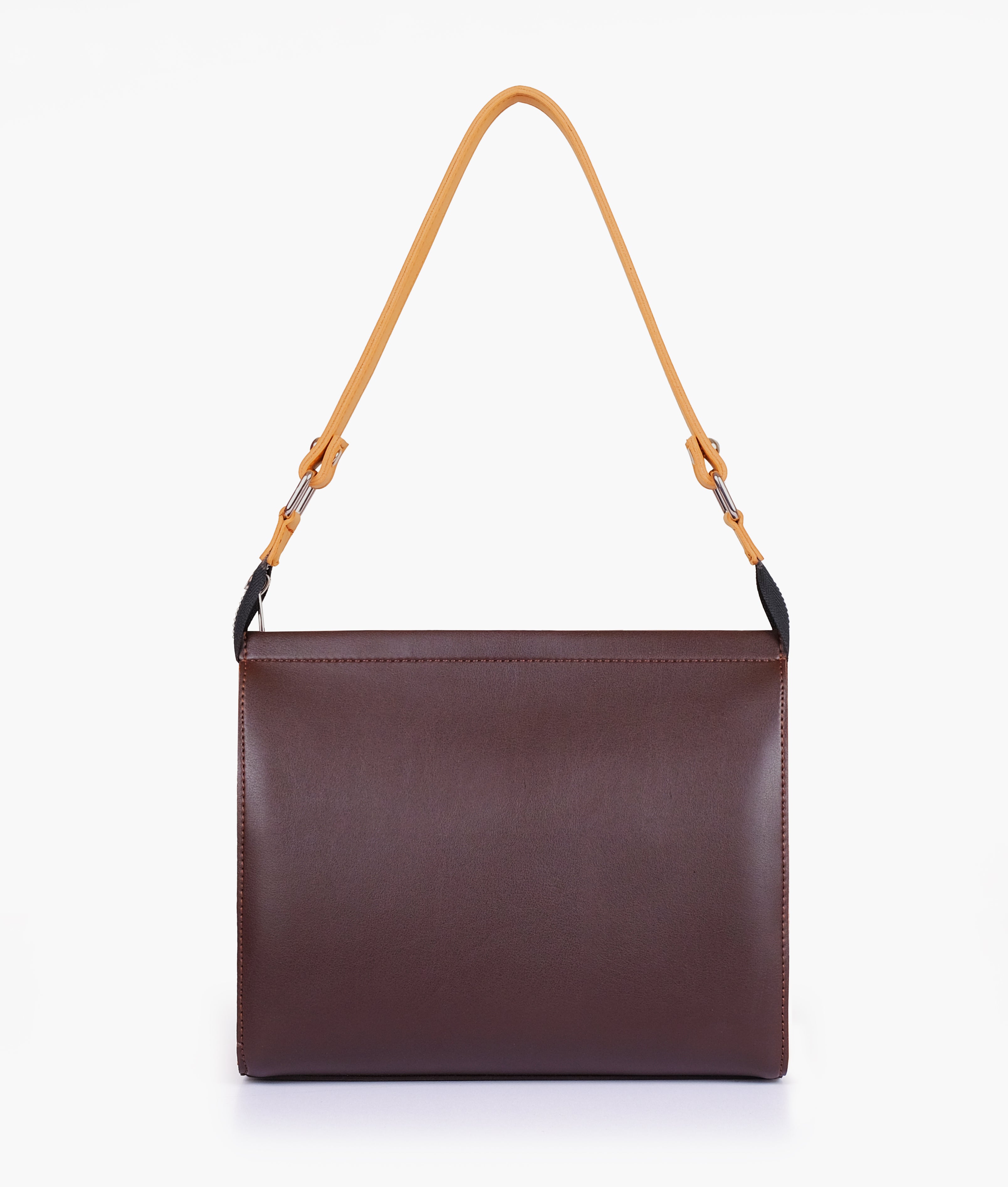 Dark brown and mustard trio twist handbag