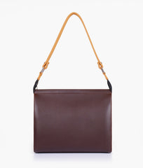 Dark brown and mustard trio twist handbag