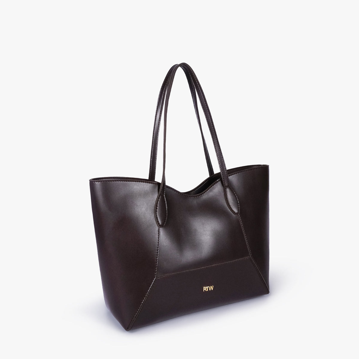 Dark brown Arc tote bag in three-quarter view