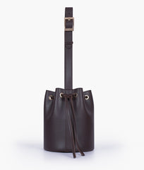 Dark brown loop handle bucket bag