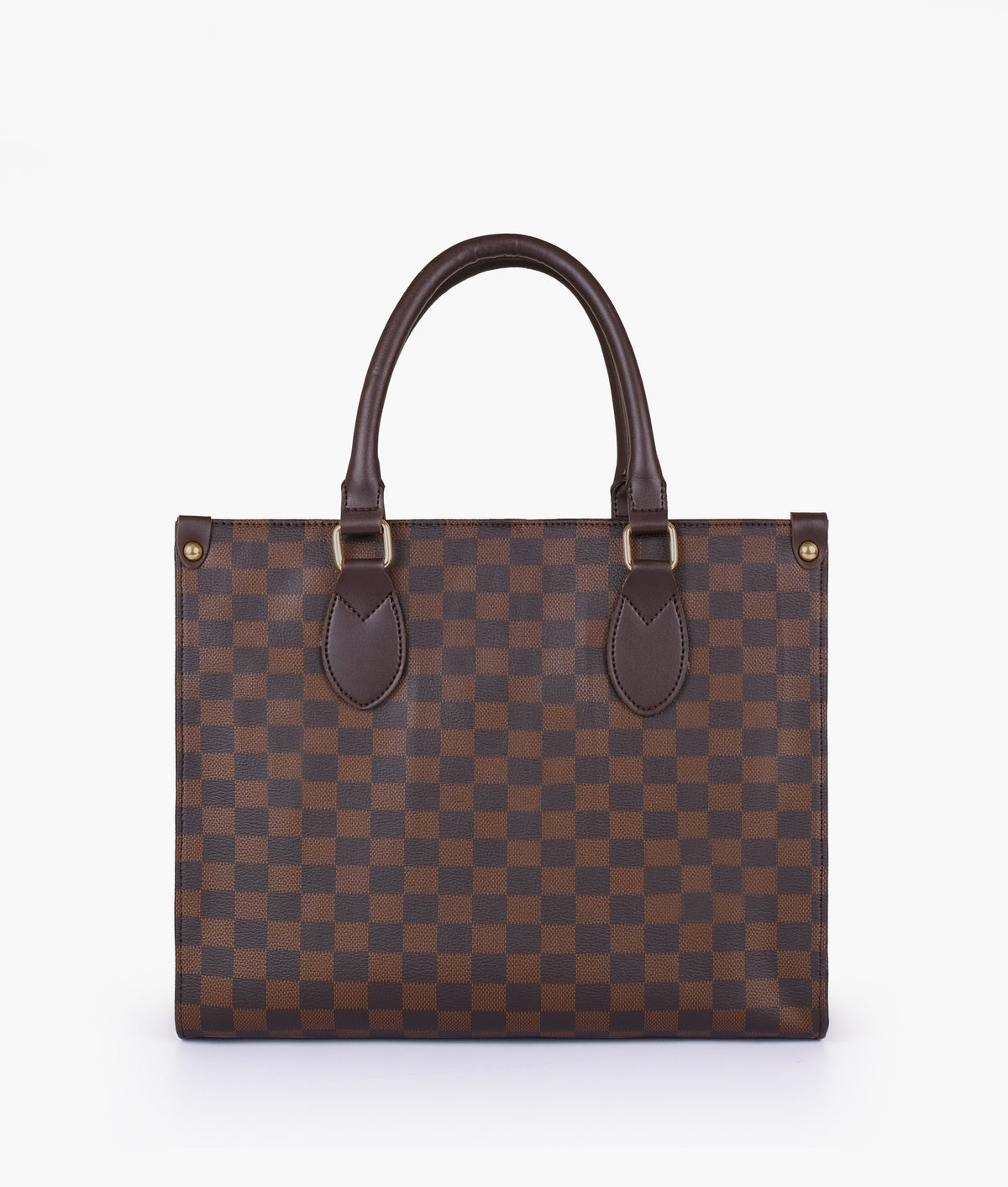 Dark brown checkered on-the-go handbag