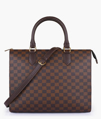 Dark brown checkered everywear handbag