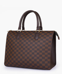 Dark brown checkered everywear handbag