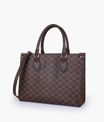 Dark brown checkered on-the-go handbag