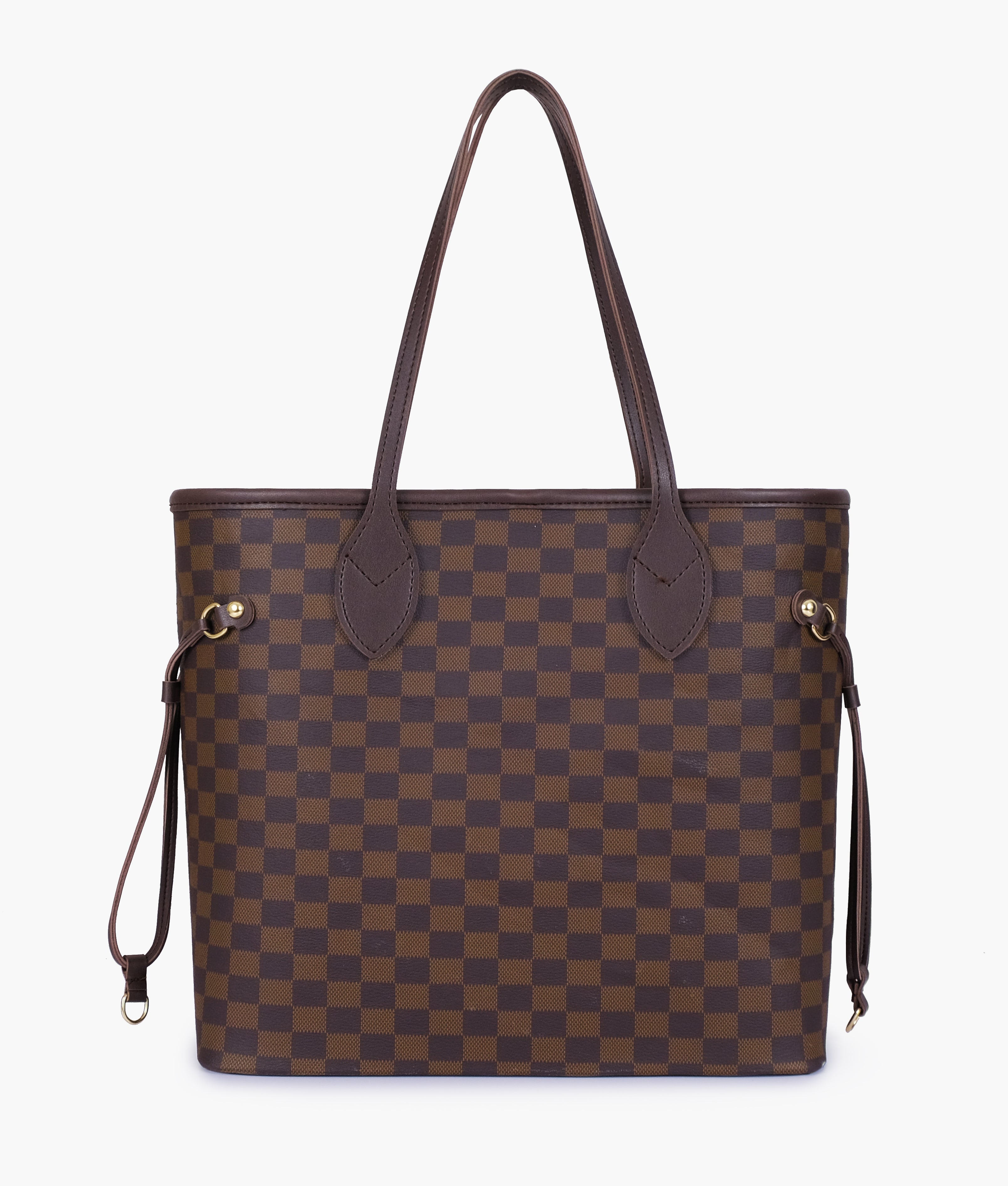 Dark brown checkered neverfull tote bag