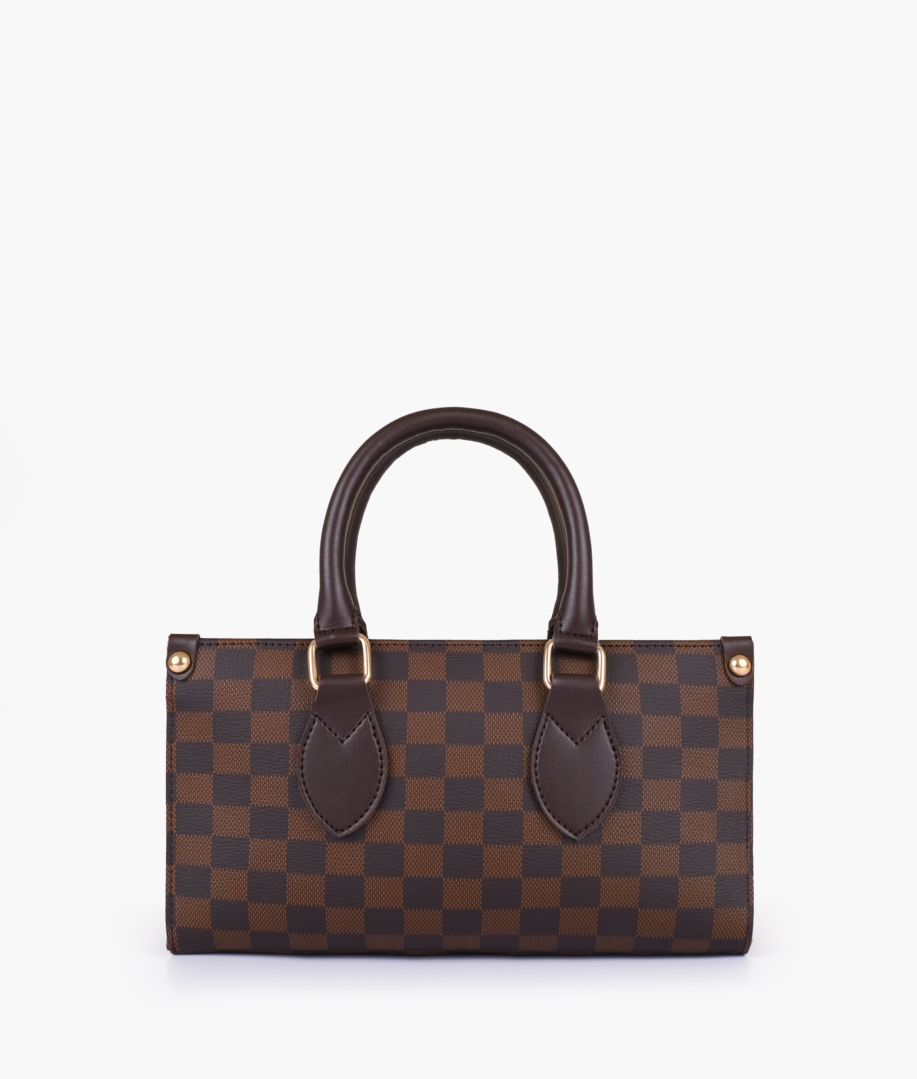 Dark brown checkered on-the-go mini bag