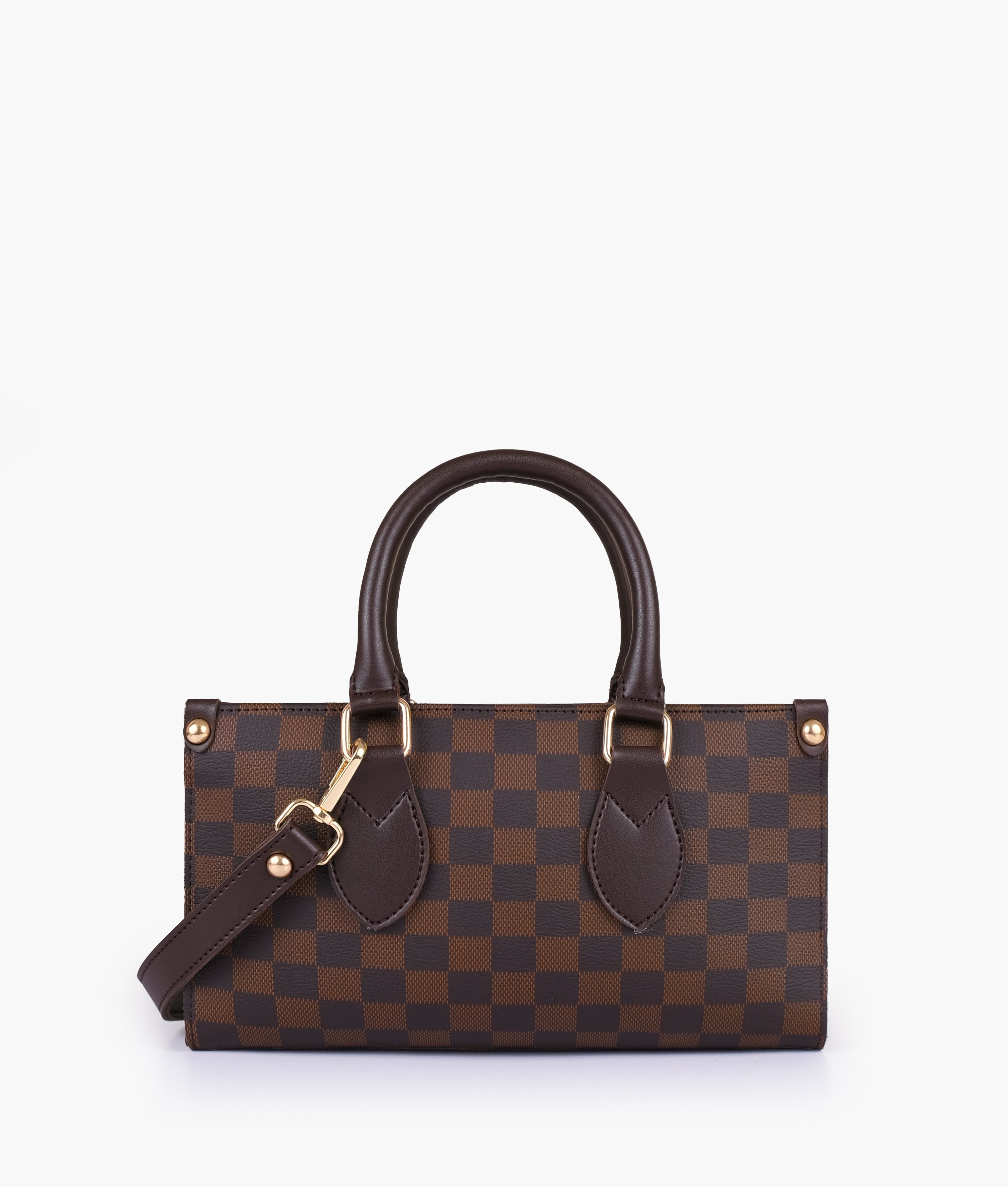 Dark brown checkered on-the-go mini bag