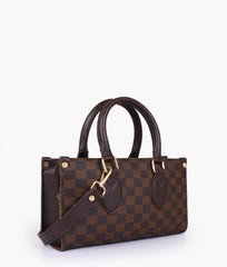 Dark brown checkered on-the-go mini bag