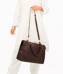 Dark brown on-the-go handbag