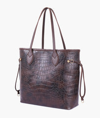 Dark brown crocodile neverfull two piece set