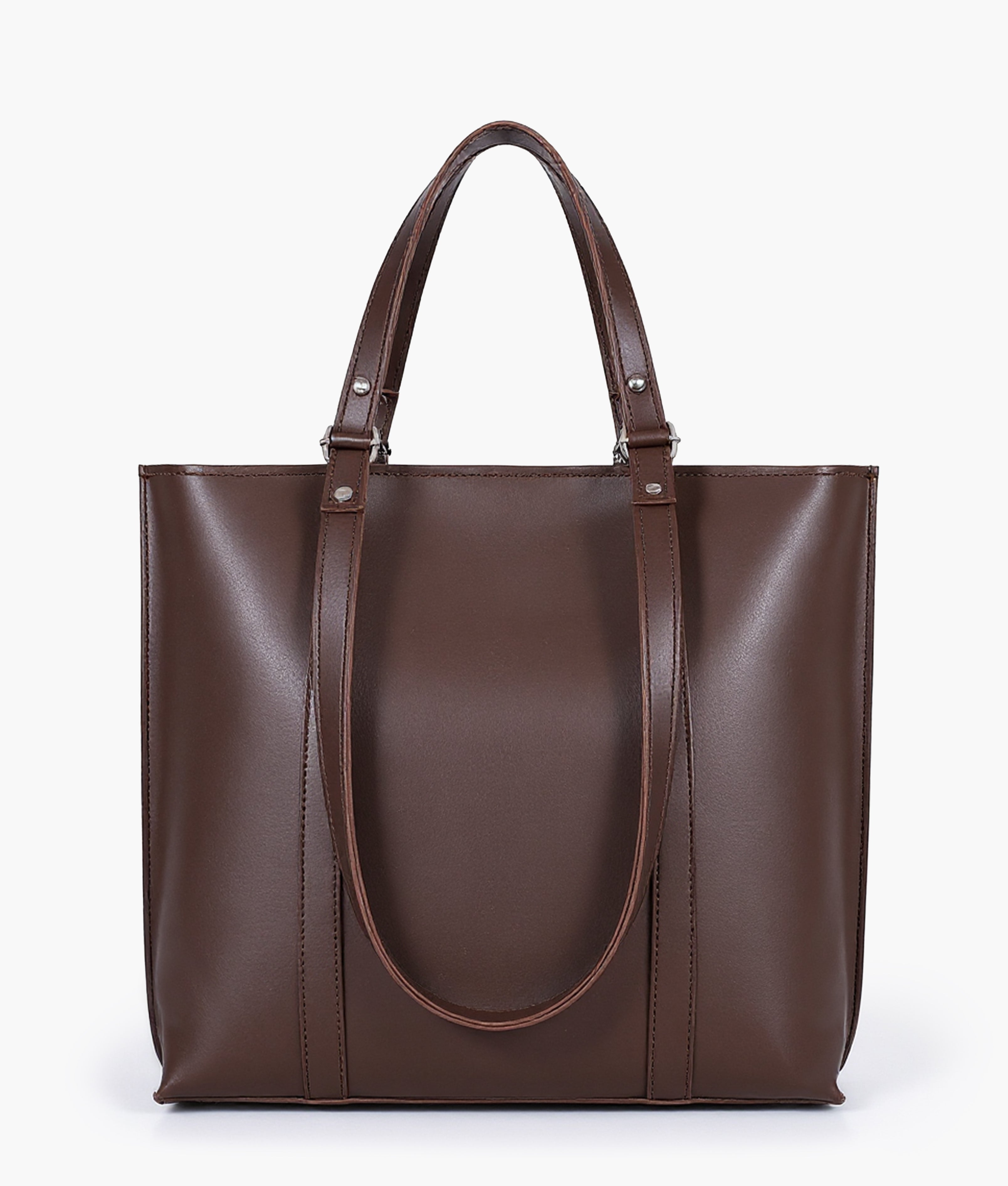Dark brown double-handle tote bag