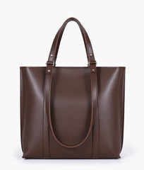 Dark brown double-handle tote bag