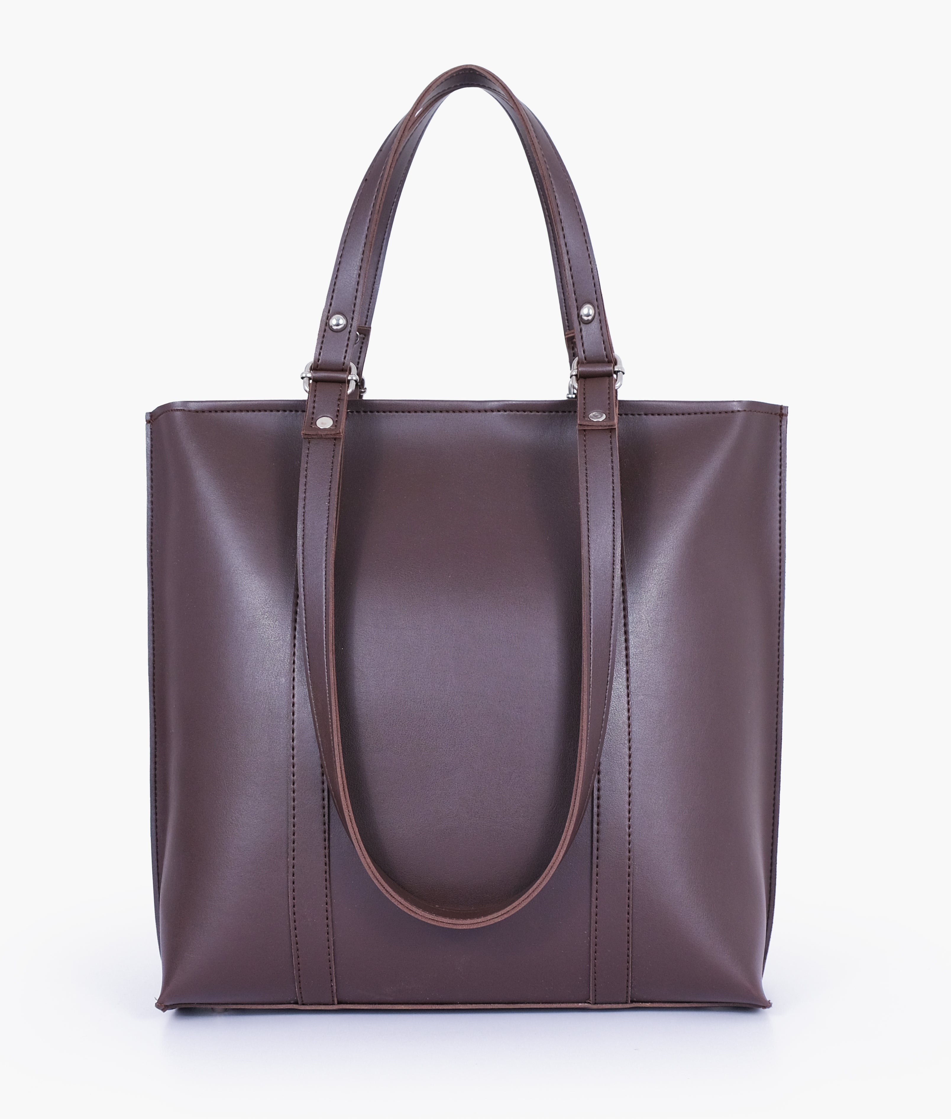 Dark brown double-handle tote bag - back