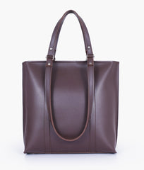 Dark brown double-handle tote bag - back