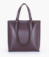 Dark brown double-handle tote bag