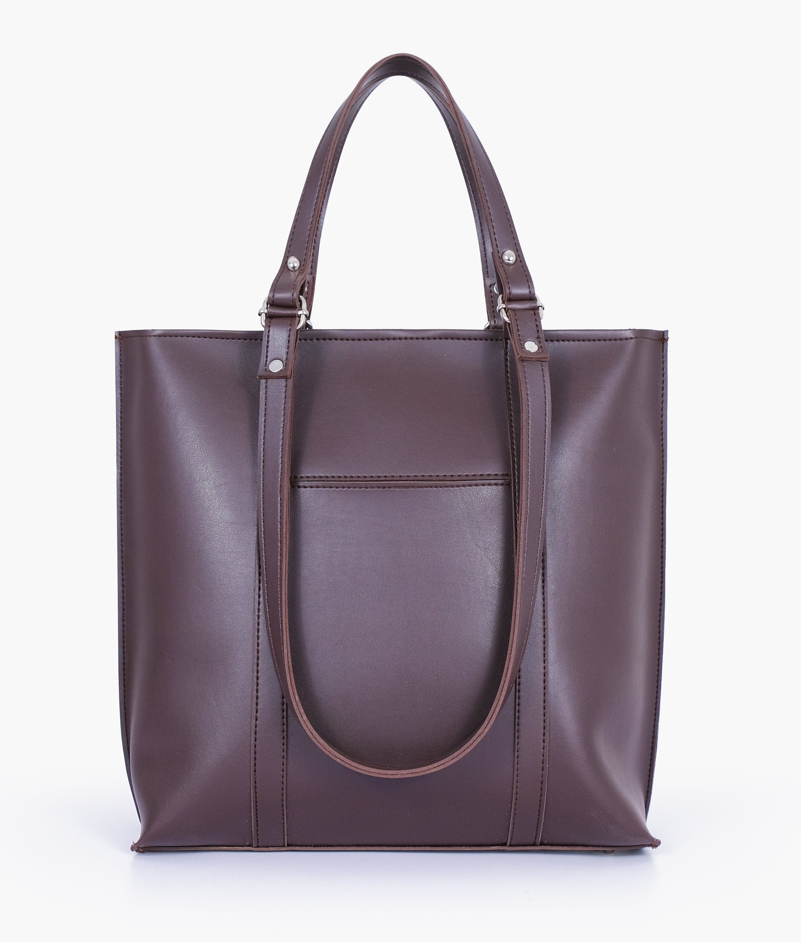 Dark brown double-handle tote bag - front