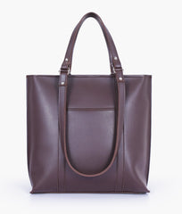 Dark brown double-handle tote bag - front