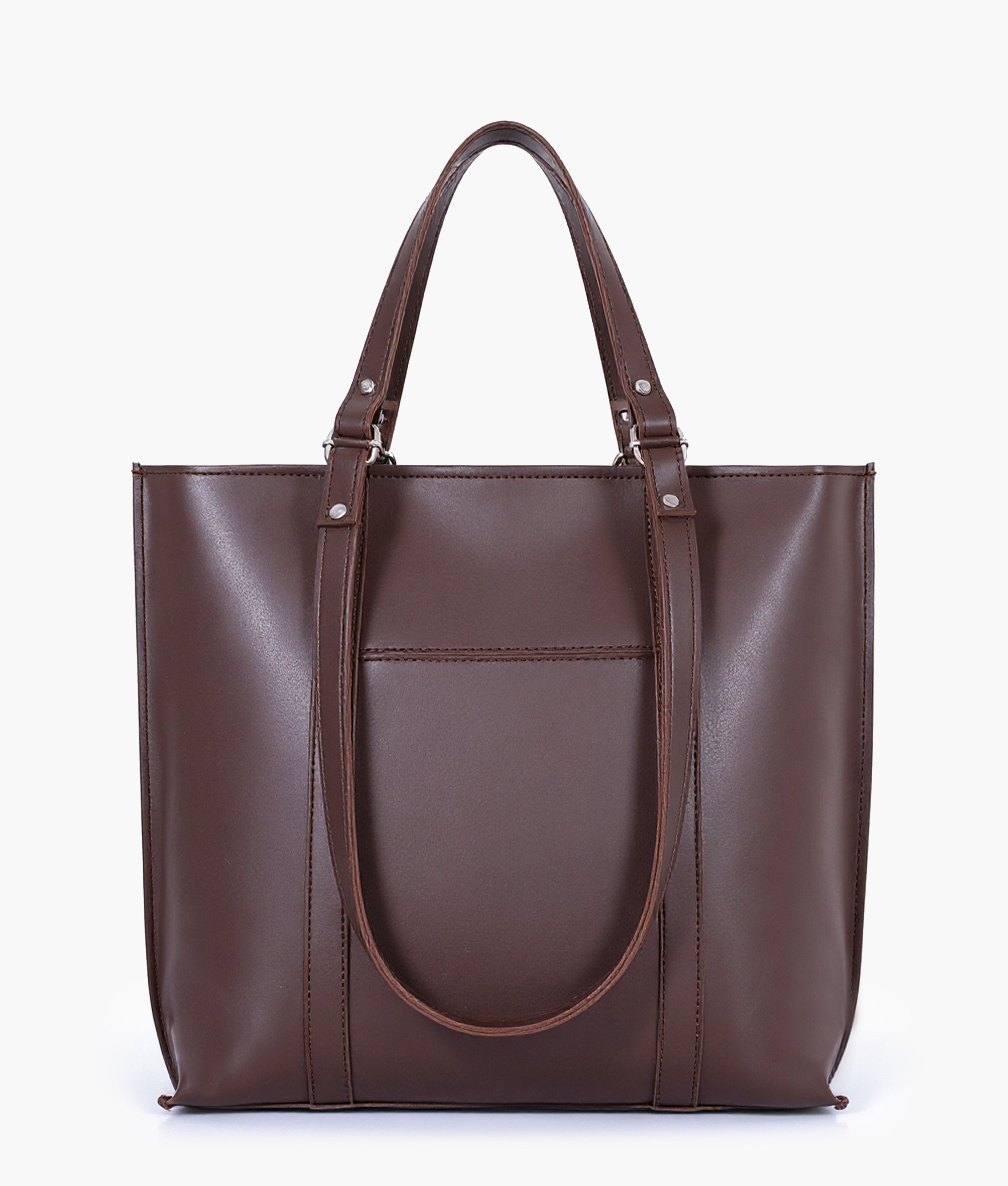 Dark brown double-handle tote bag