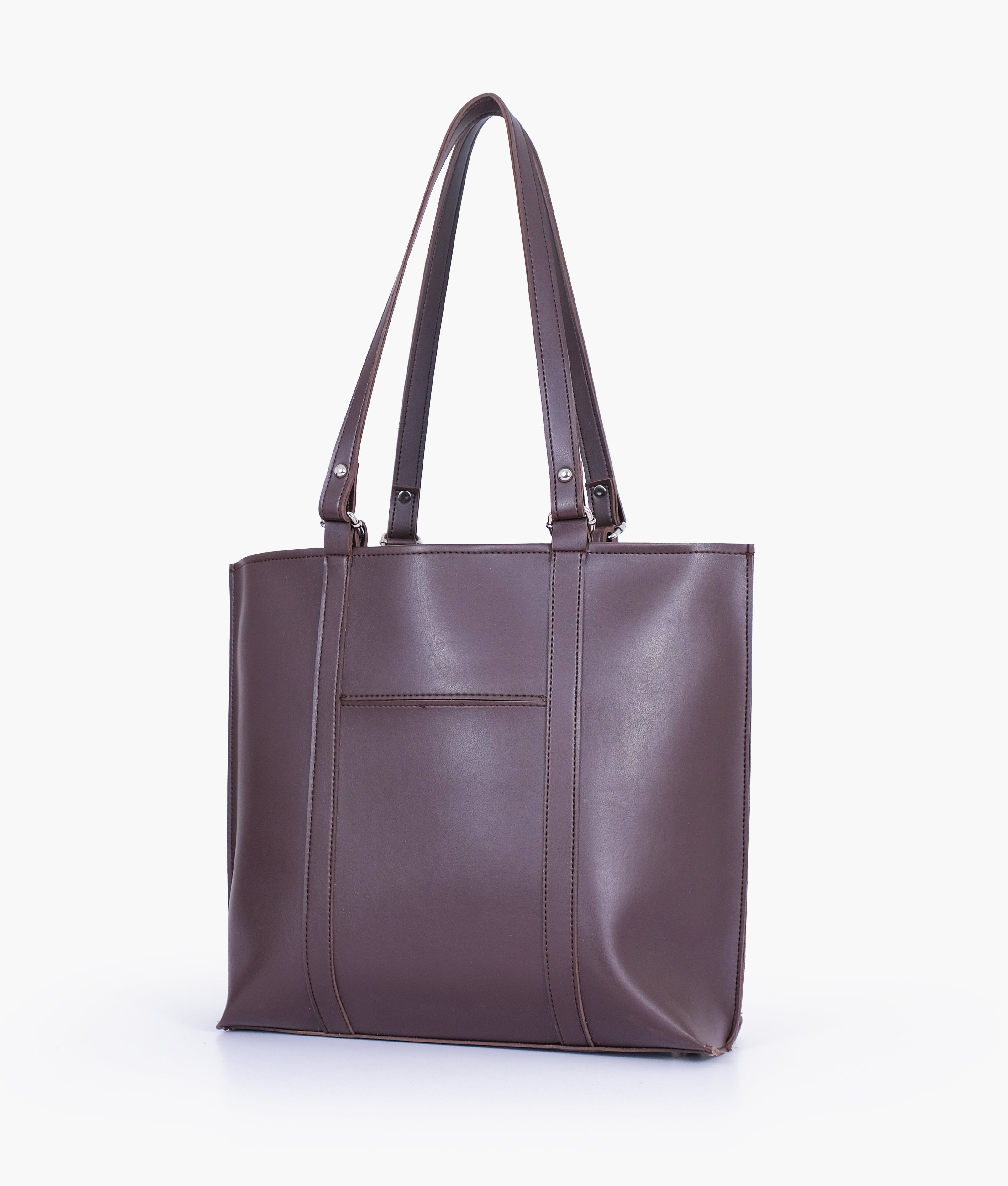 Dark brown double-handle tote bag