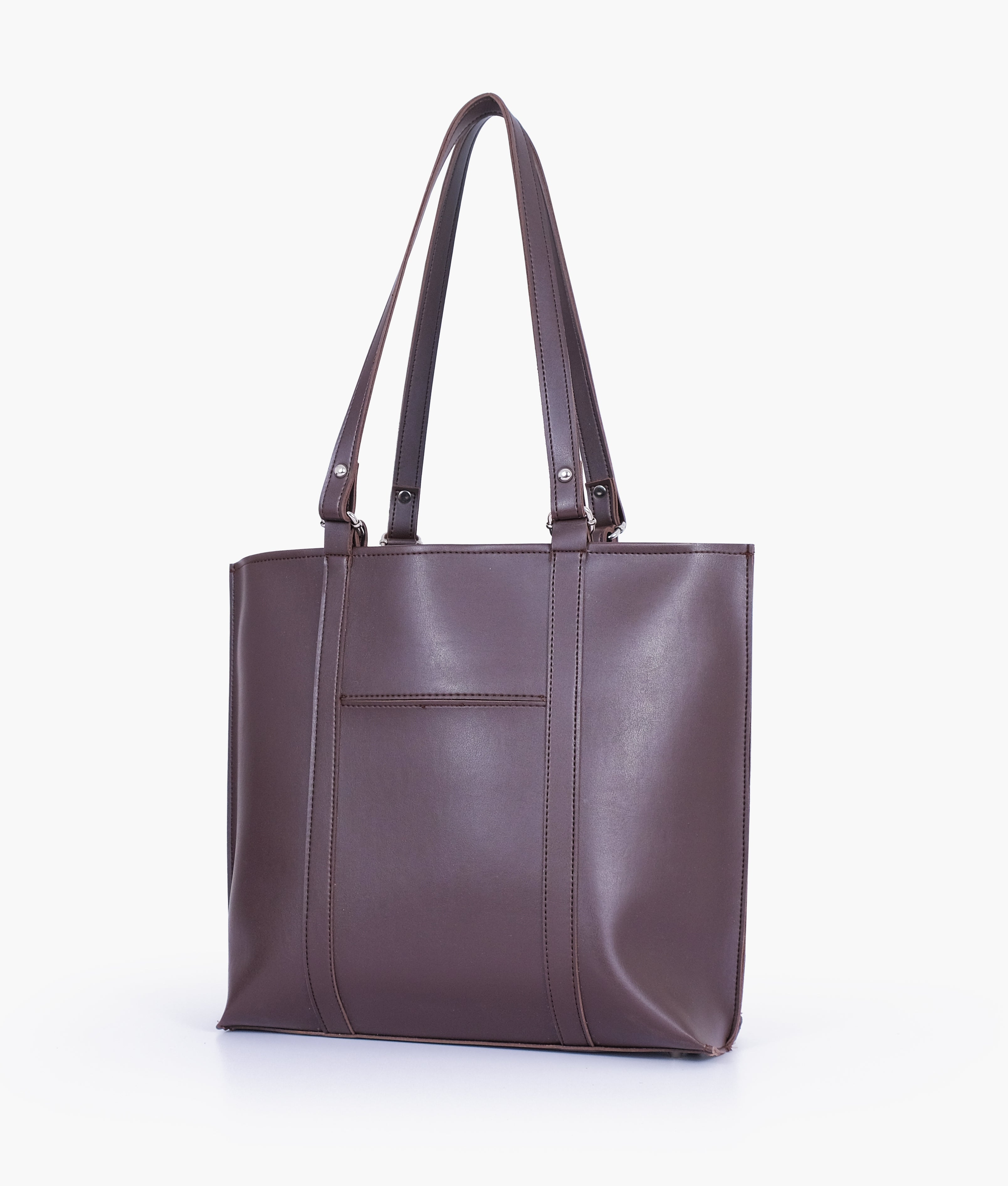 Dark brown double-handle tote bag - quarter 2