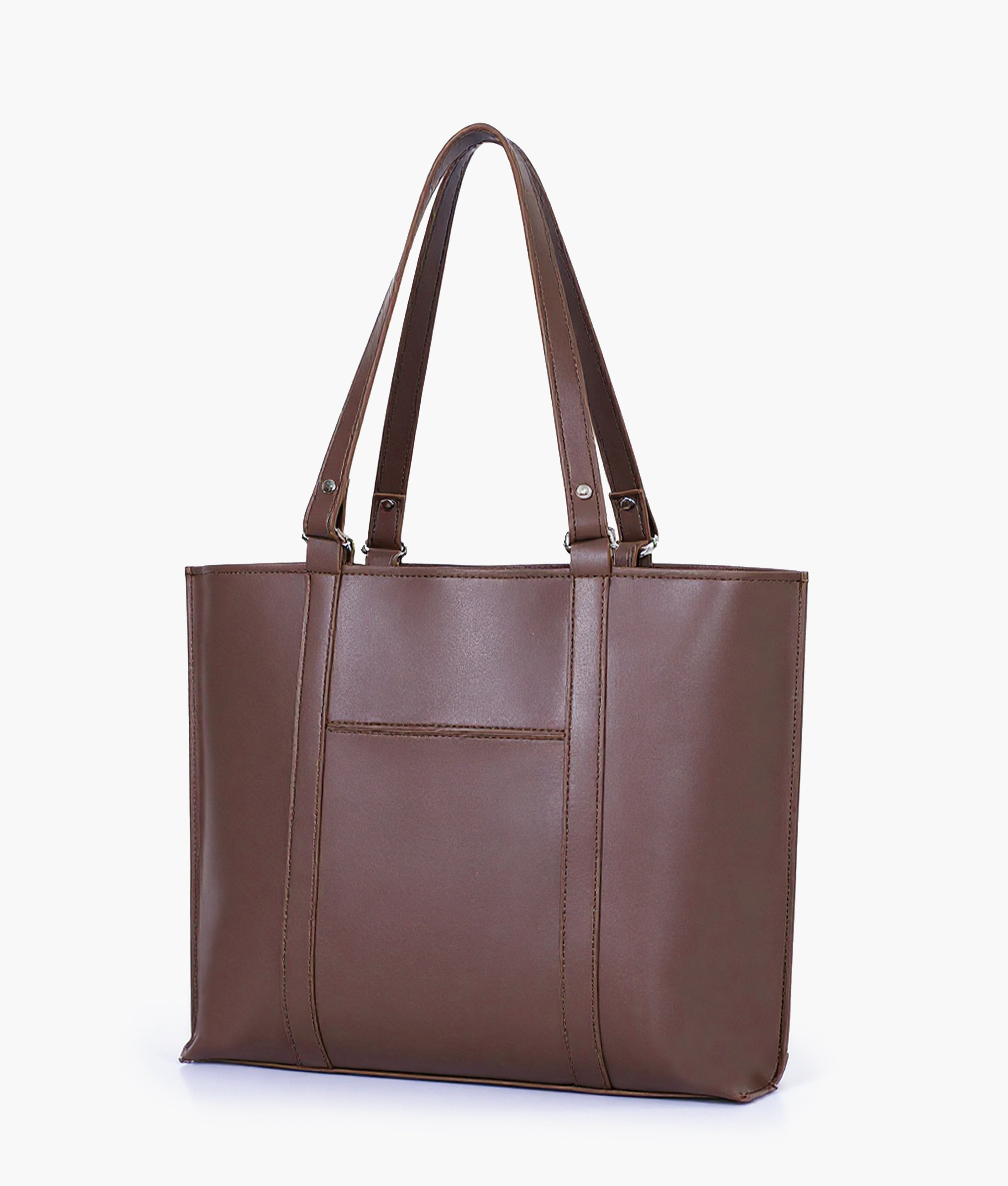Dark brown double-handle tote bag