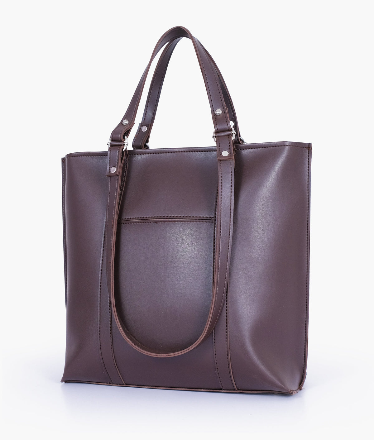 Dark brown double-handle tote bag - quarter