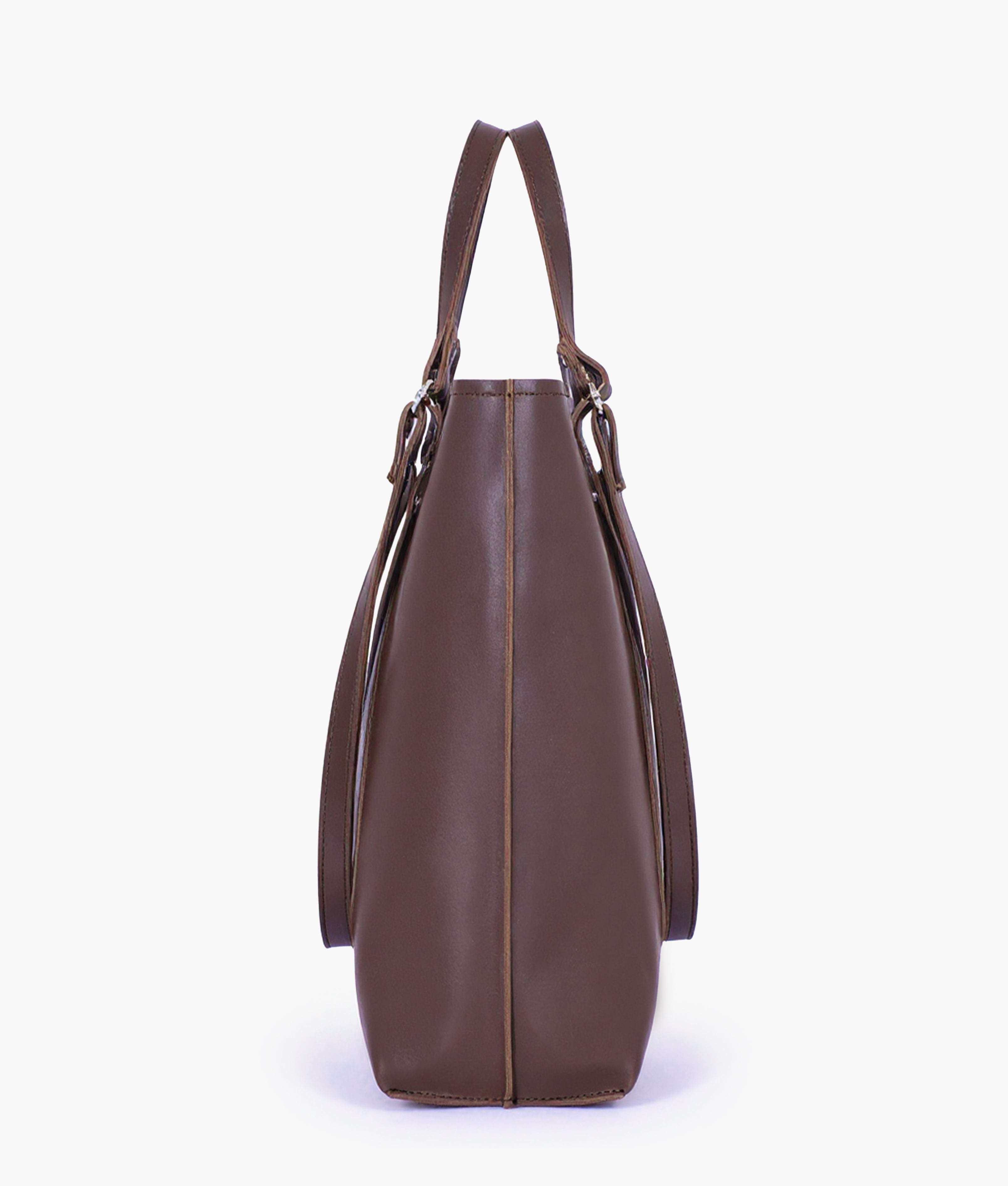 Dark brown double-handle tote bag