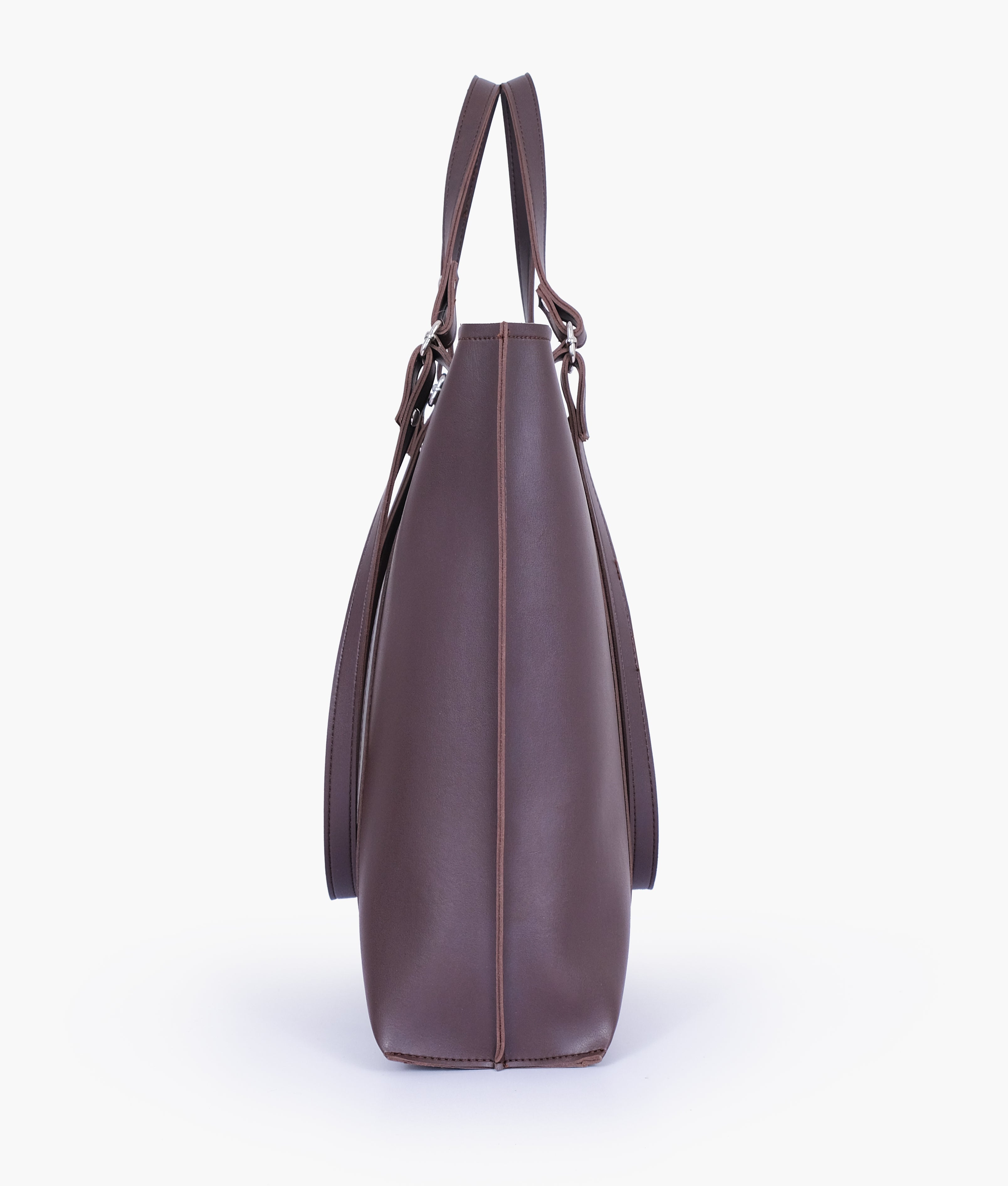 Dark brown double-handle tote bag - side