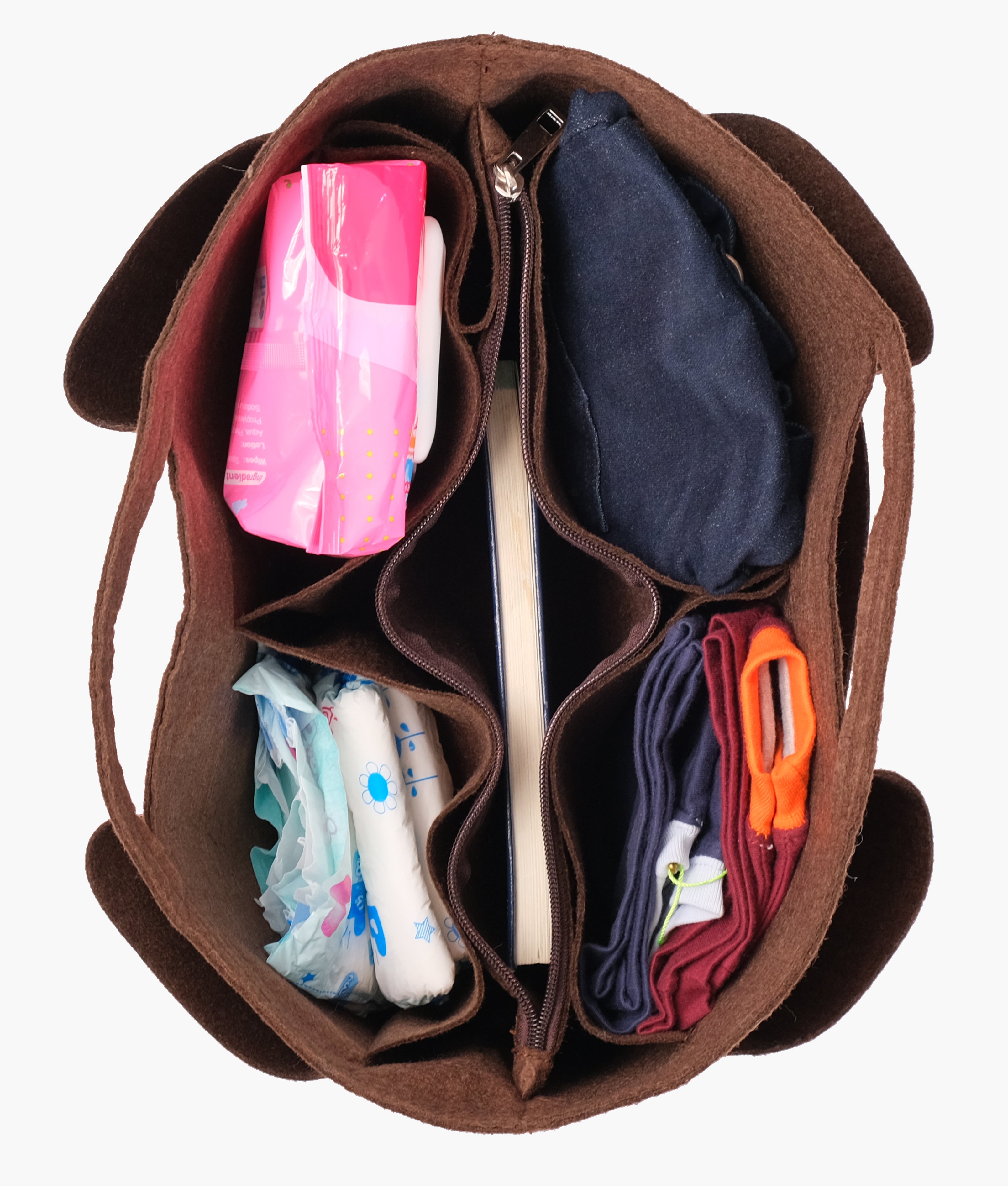 Dark brown felt organizer