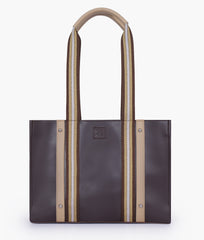 Dark brown long strap tote bag