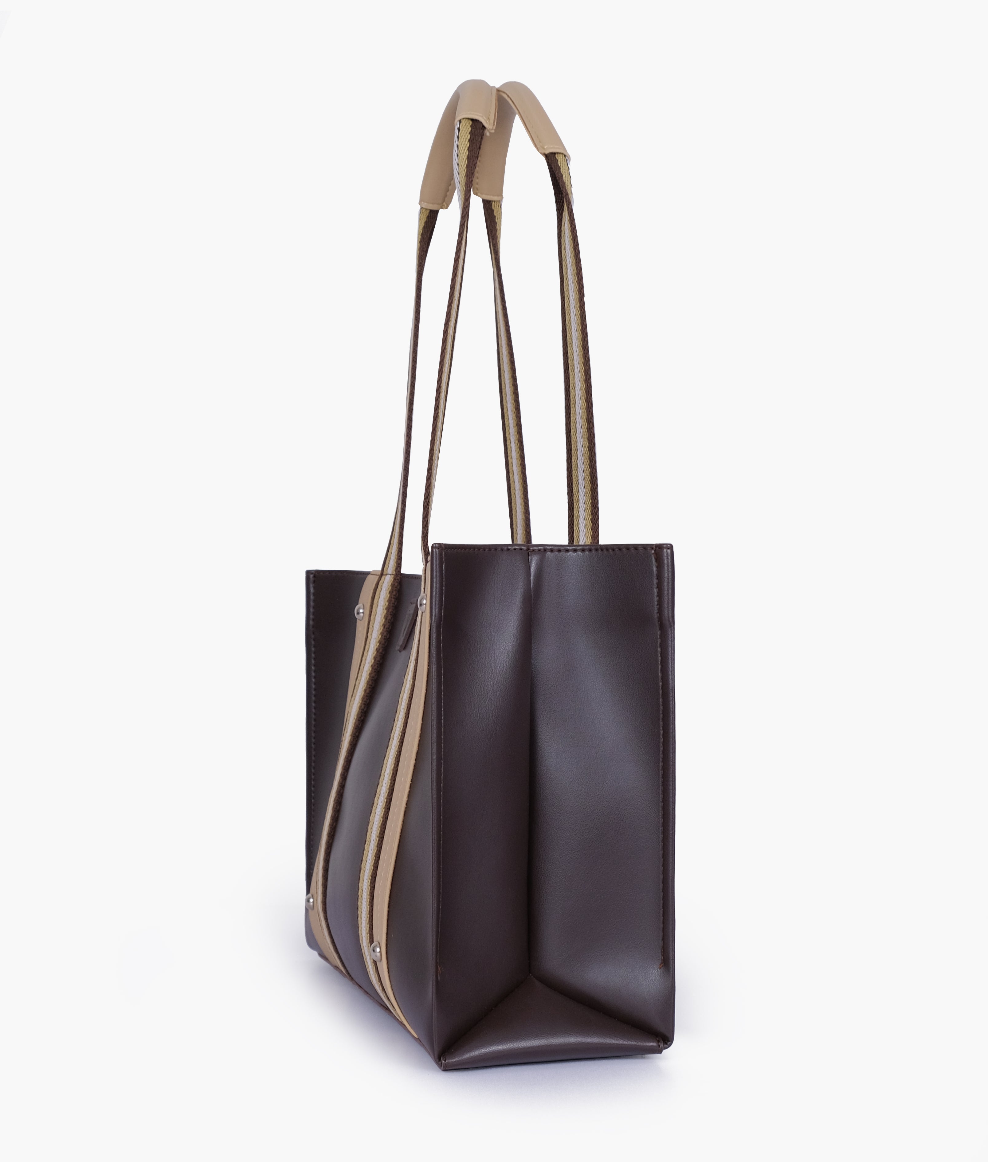 Dark brown long strap tote bag
