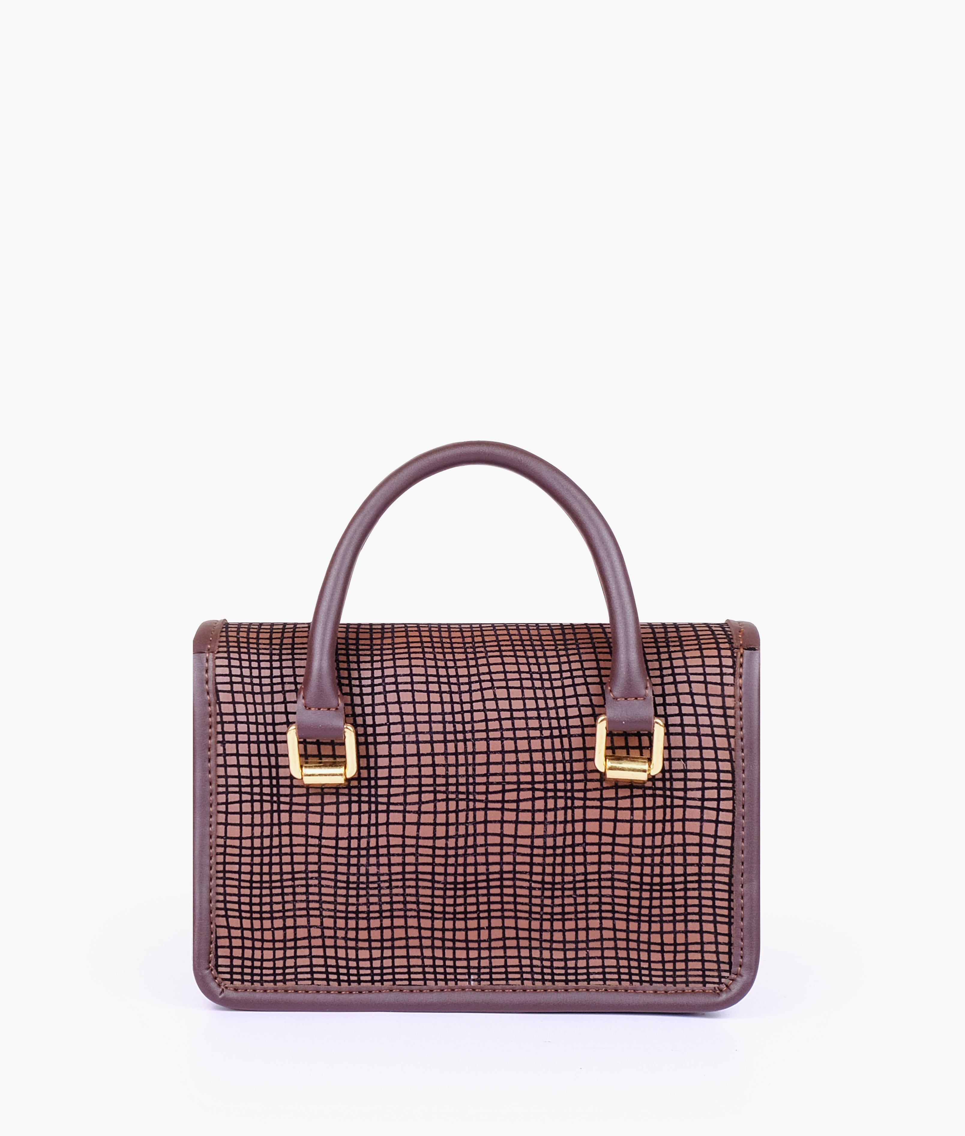 Dark brown patterned cross-body with flap