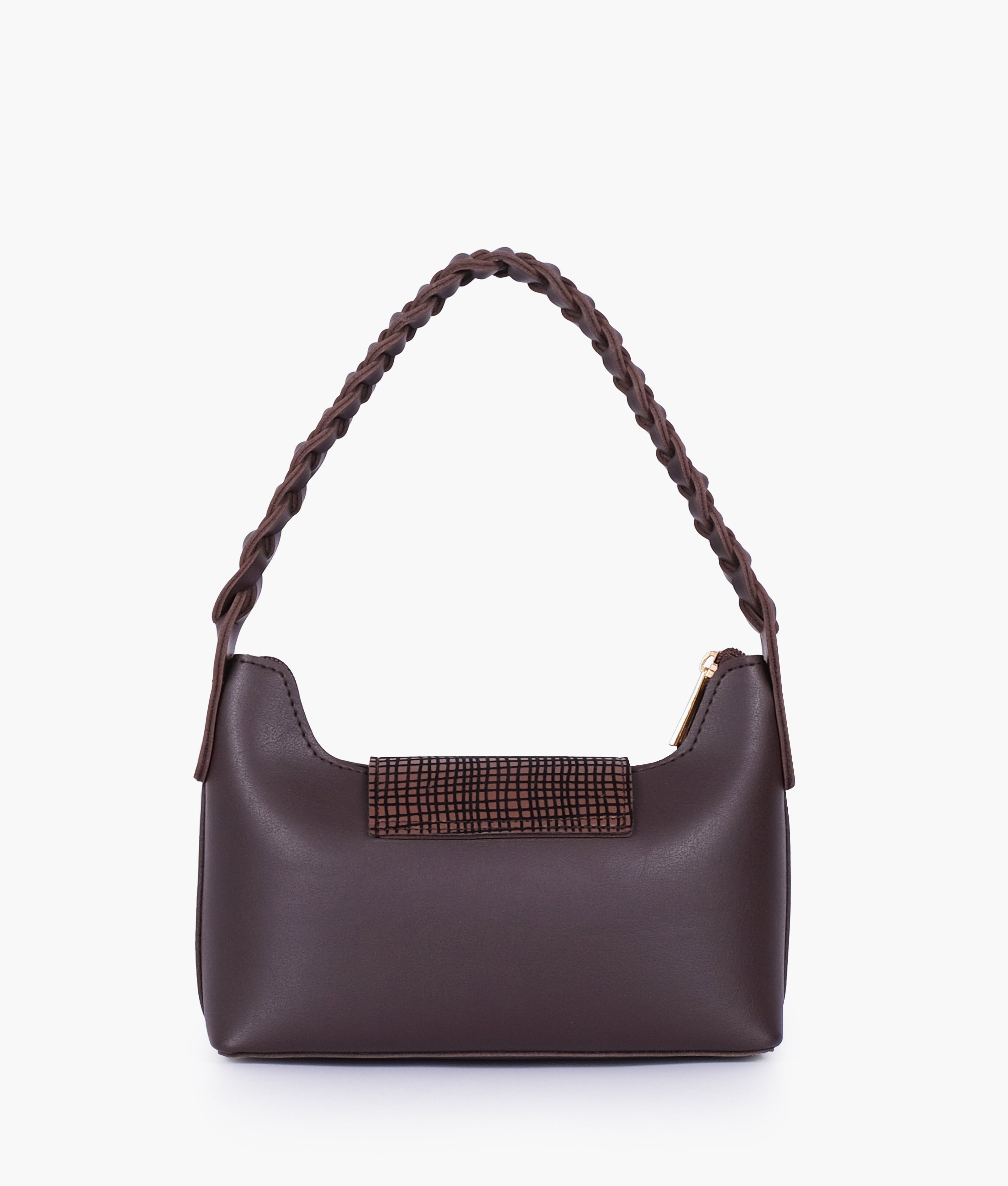 Dark brown purse with braided strap