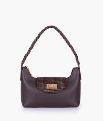 Dark brown purse with braided strap