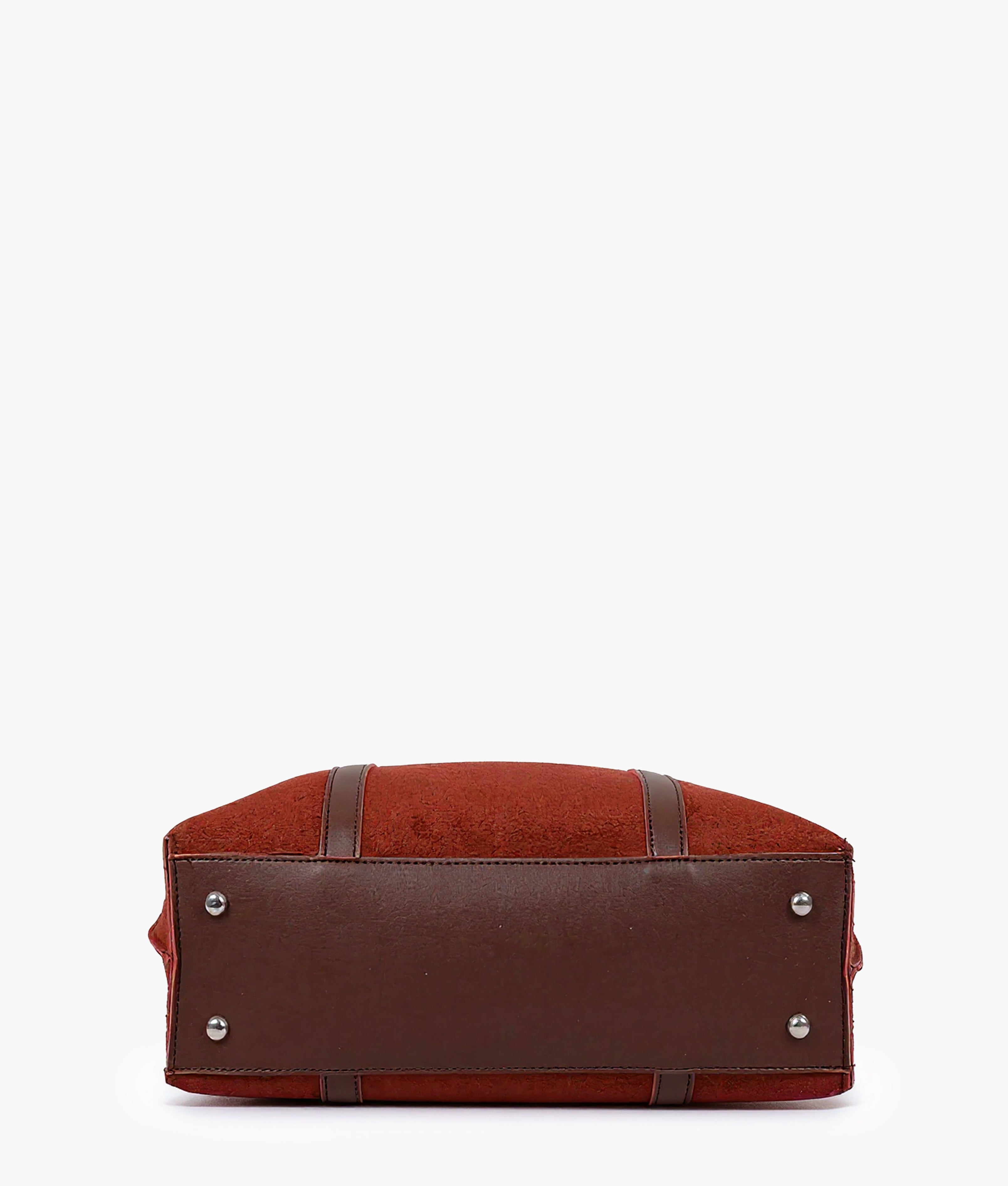 Dark brown suede double-handle tote bag
